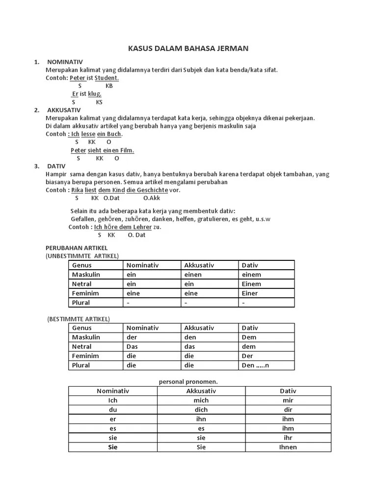 Kasus Dalam Bahasa Jerman | PDF