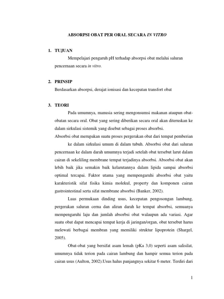 Absorpsi Obat Per Oral Secara in Vitro | PDF