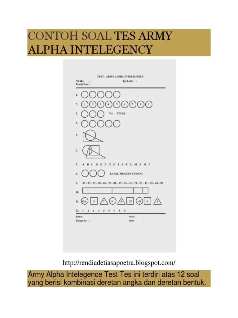 Contoh soal psikotes dan kunci jawabannya terbaru 2021. Tes Army Alpha Pdf