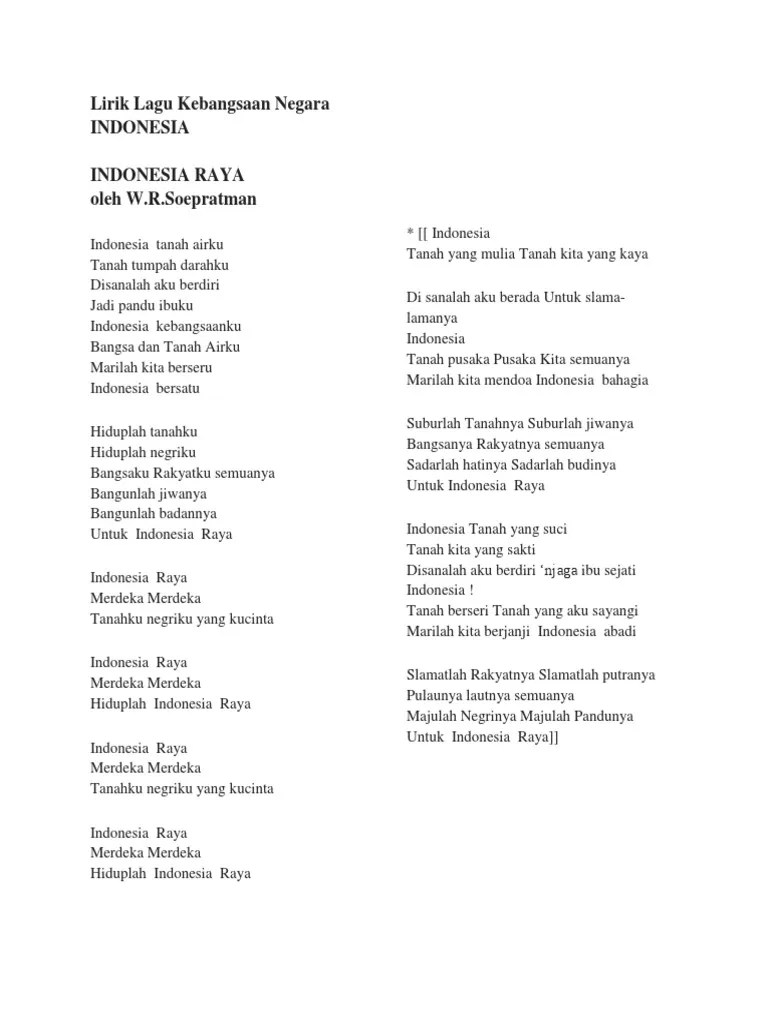 Judul Lagu Kebangsaan Negara Indonesia Adalah Brainly