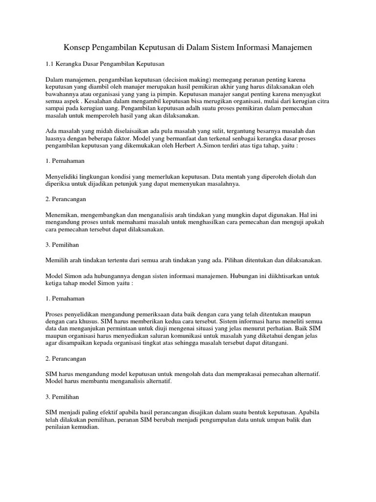Sim dalam pengambilan keputusan msdm. Terakurat 38 Contoh Sistem Informasi Manajemen Dalam Pengambilan Keputusan