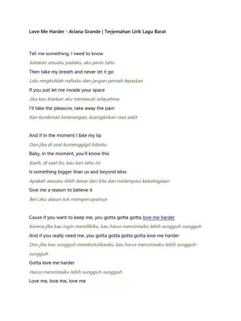 When you tell me that you love me adalah single utama diana ross di album the force behind the power yang rilis pada tahun 1991 di bawah label motown dan emi. Ariana Grand Love Me Harder Pdf