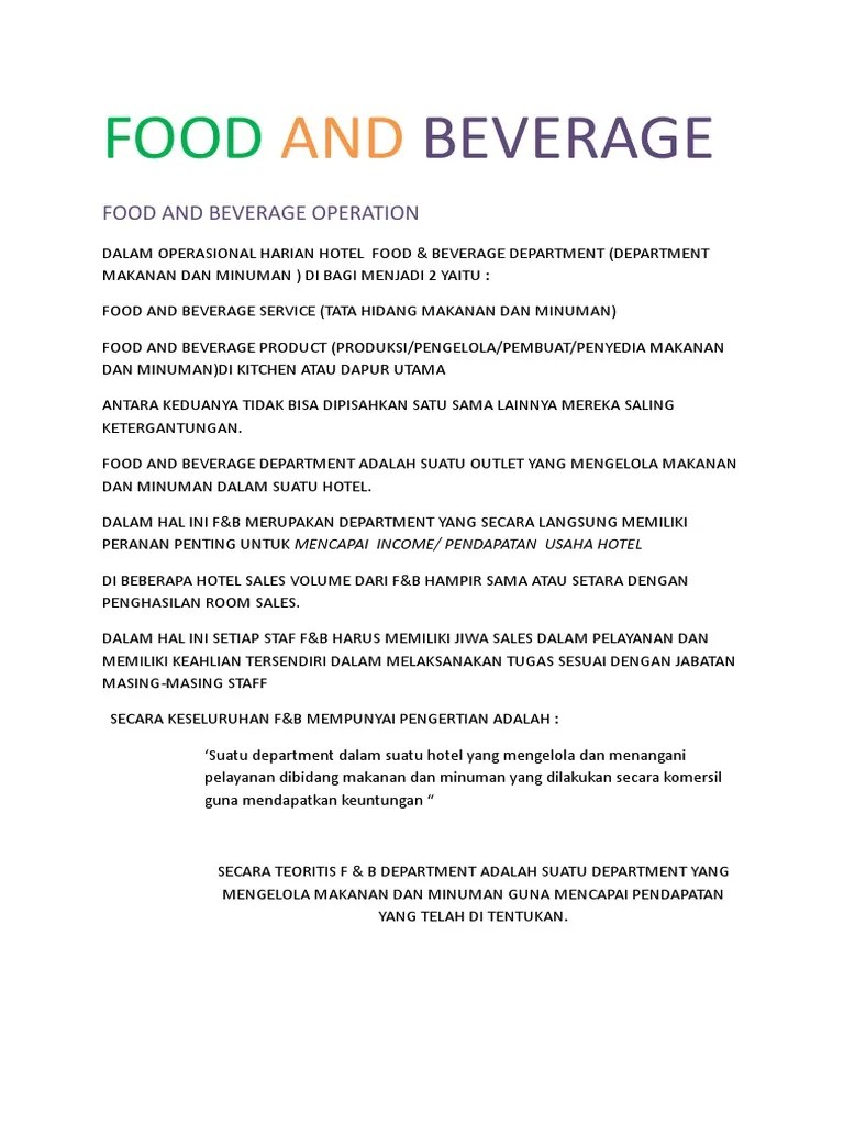 Food and Beverage Training | PDF