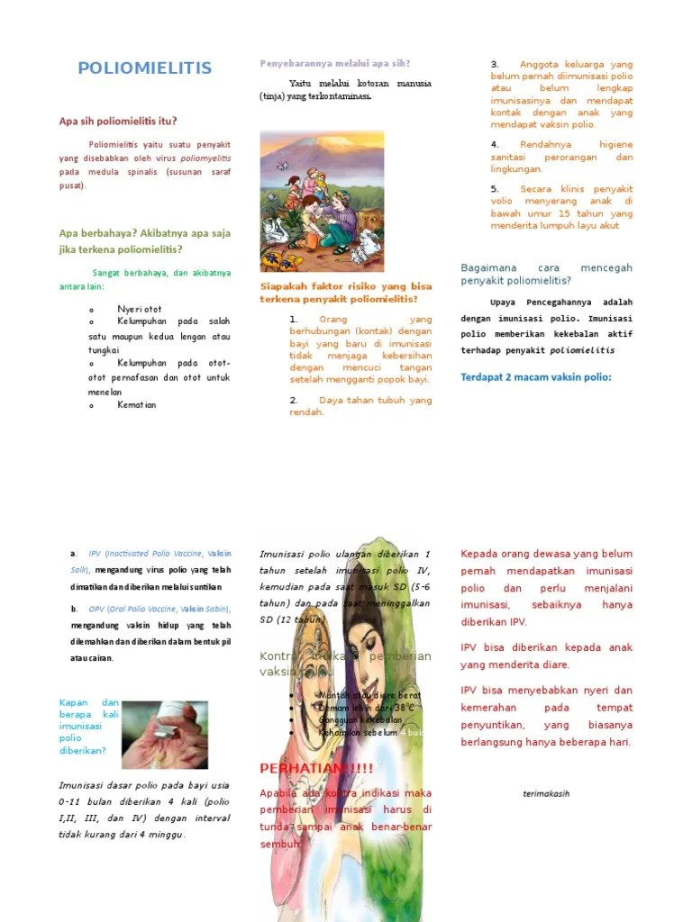 Penyakit ini diakibatkan oleh virus polio. Leaflet Poliomielitis Pdf