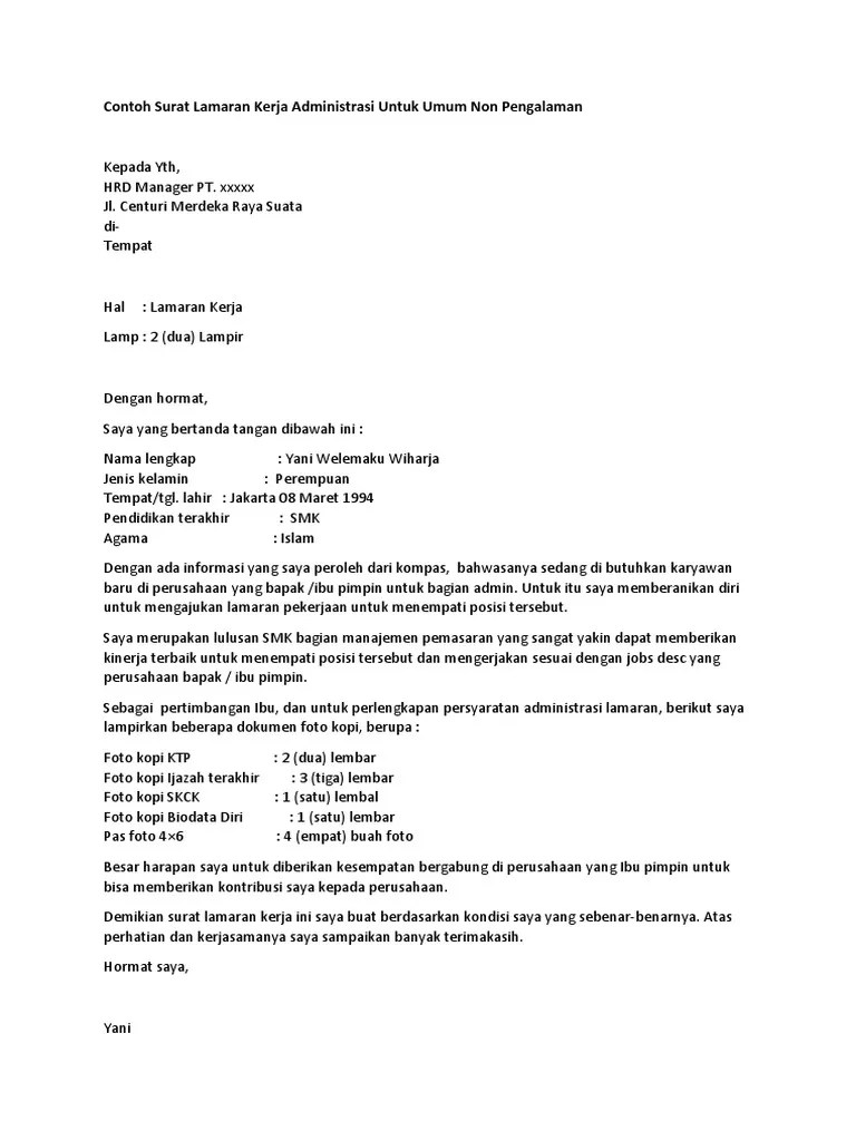 Contoh Surat Pengalaman Kerja Cv / 30 Contoh Surat Lamaran Kerja Yang Benar Template Gratis