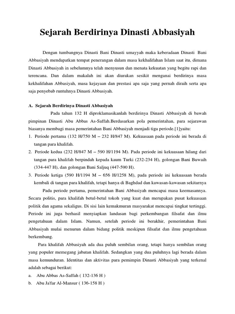 Sejarah Berdirinya Dinasti Abbasiyah | PDF