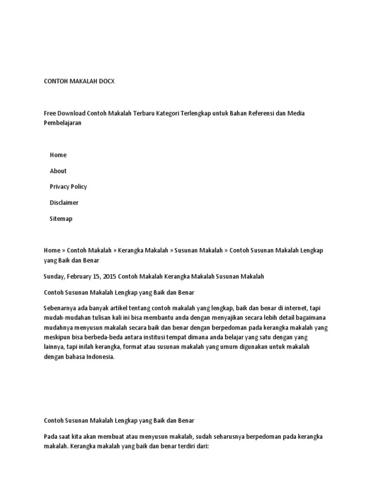 Kegiatan membaca pada tahap ini untuk mendukung pelaksanaan kurikulum 2013 yang mensyaratkan peserta didik membaca buku nonteks pelajaran yang dapat berupa buku . Contoh Makalah Pdf