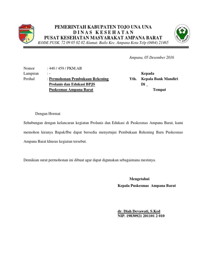Bogor, ___ april 2014 lampiran : 26 Contoh Surat Pembukaan Rekening Bank Info Dana Tunai
