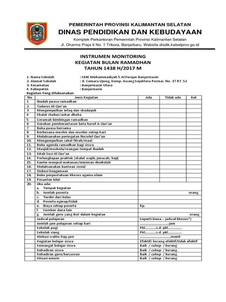 Daftar harga buku kegiatan ramadhan terbaru november 2021. Instrumen Monitoring Kegiatan Ramadhan Pdf