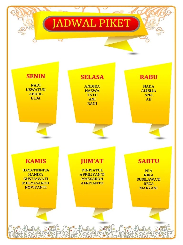 Membuat jadwal pelajaran sekolah simple dan keren!!! Jadwal Piket Origami Style