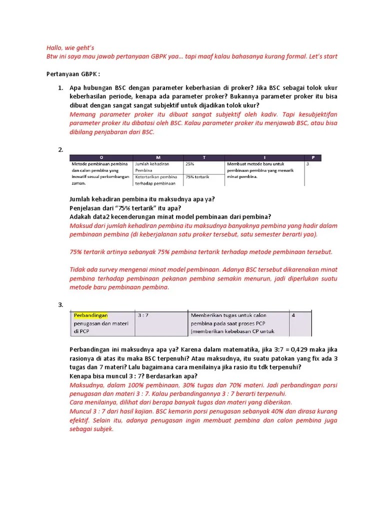 Jawaban Pertanyaan GBPK | PDF