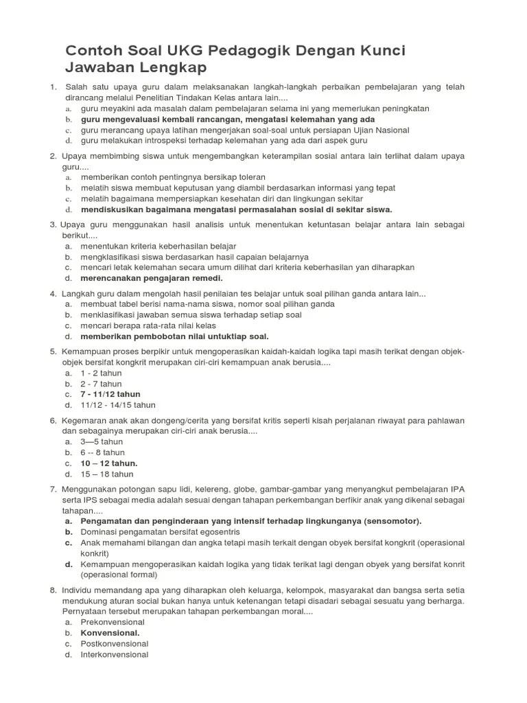 Saya up load untuk latihan bapak ibu guru untuk melatih kemampuan diri baik kemampuan ilmu pedagogik maupun ilmu murninya ok semoga . Contoh Soal Pedagogik Guru Sd Dan Kunci Jawaban