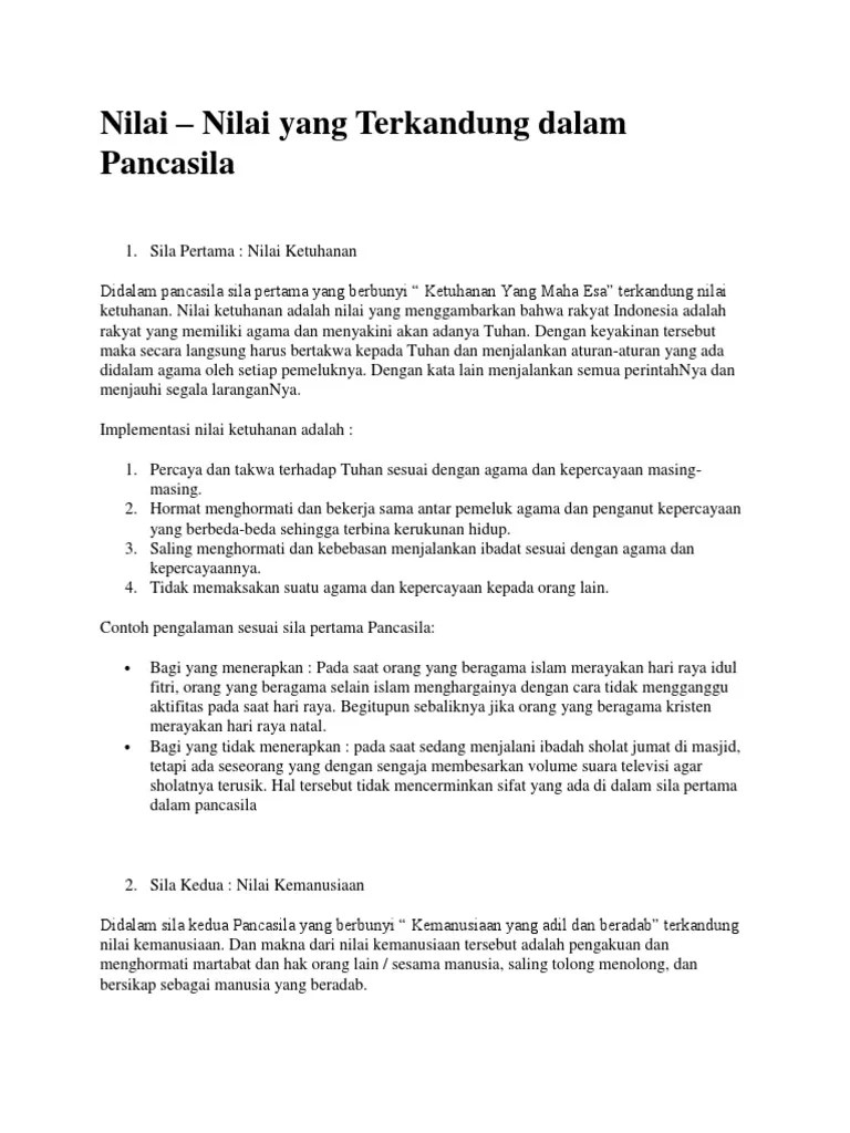 Nilai2 Yg Trkandung DLM Pancasila | PDF