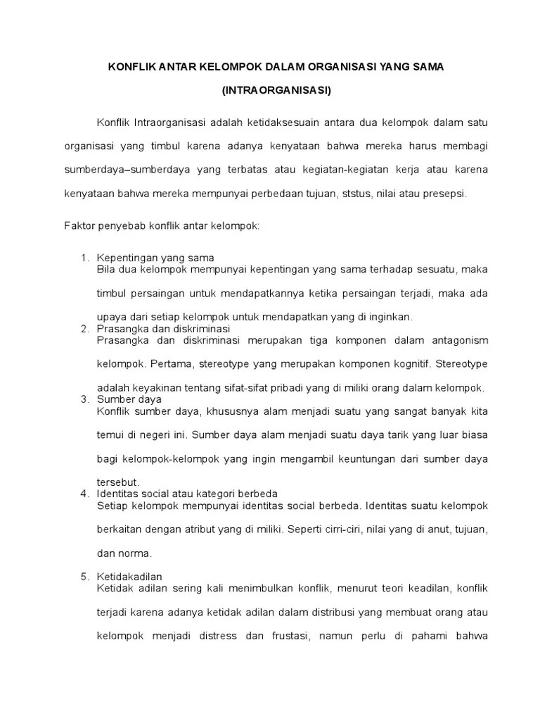 Konflik Antar Kelompok Dalam Organisasi Yang Sama | PDF