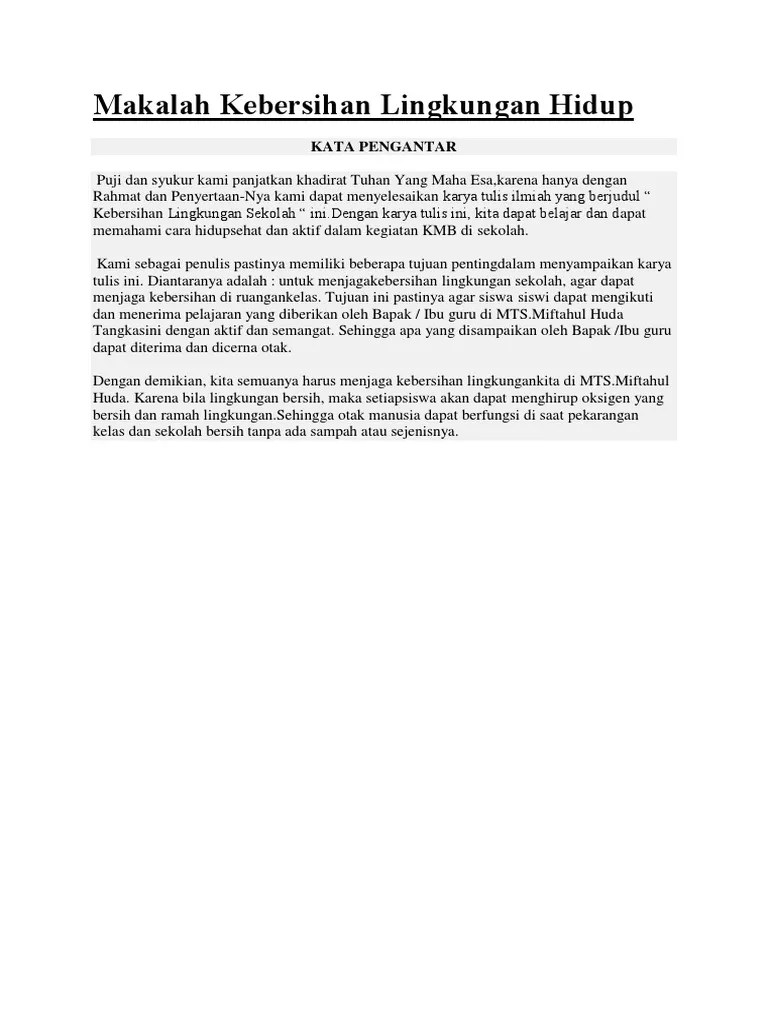 Makalah Kebersihan Lingkungan Hidup | PDF