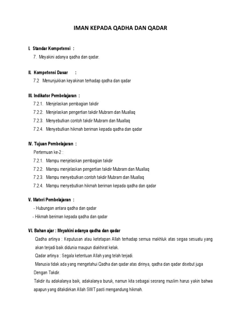 Iman Kepada Qadha Dan Qadar | PDF