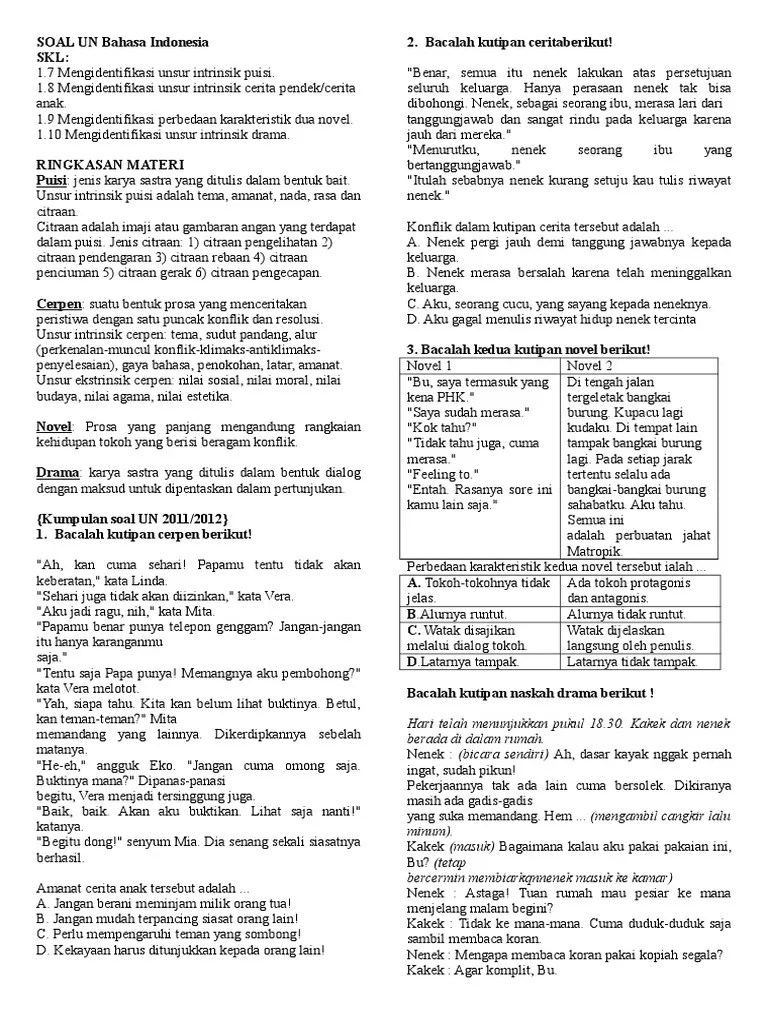 Check spelling or type a new query. Contoh Soal Unsur Intrinsik Cerpen Bahasa Indonesia Kelas 9 Jawabanku Id