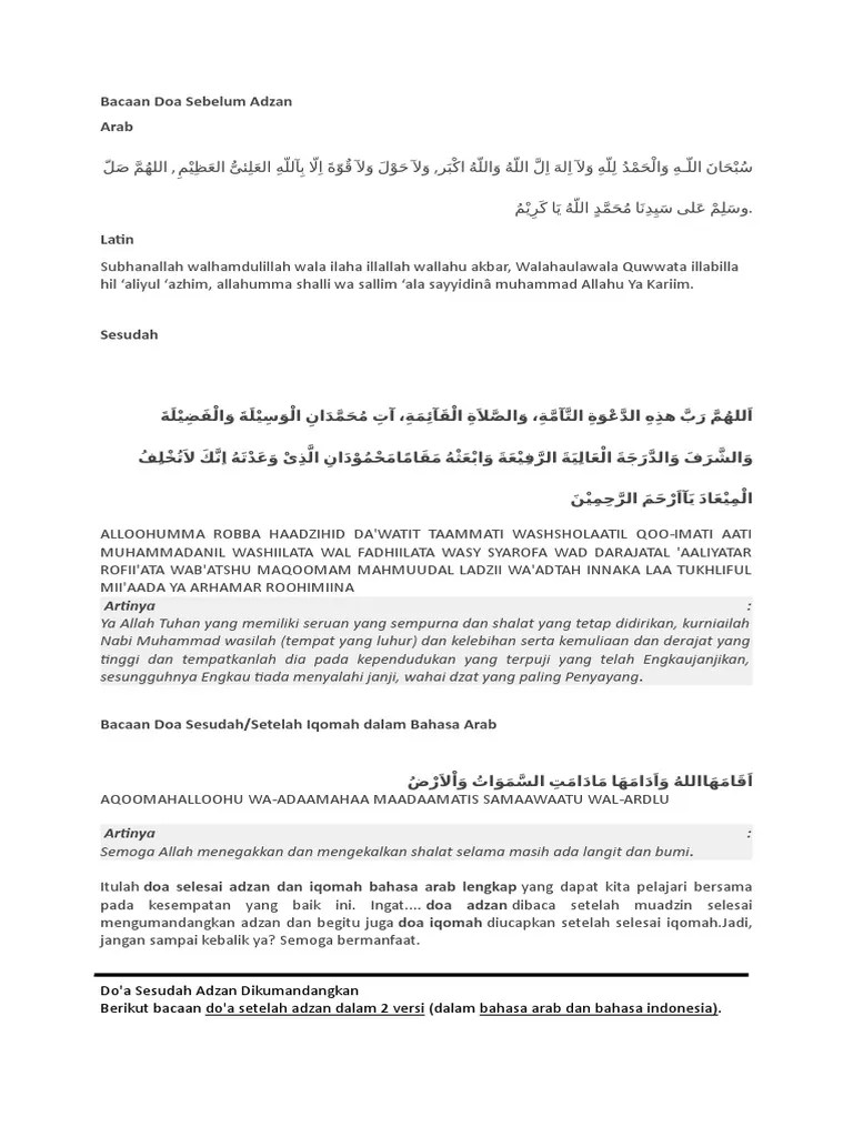Bacaan Doa Sebelum Adzan | PDF
