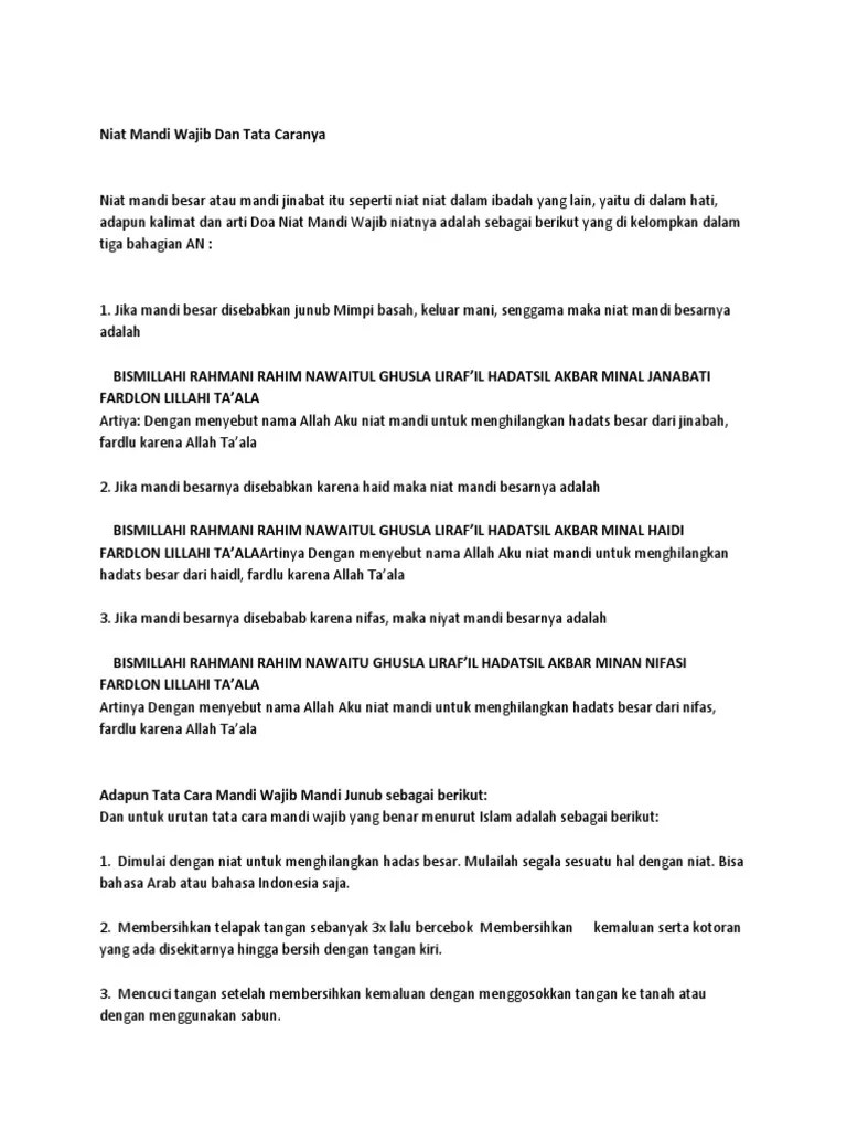 Niat Mandi Wajib Setelah Haid Dan Tata Caranya - Menata Rapi