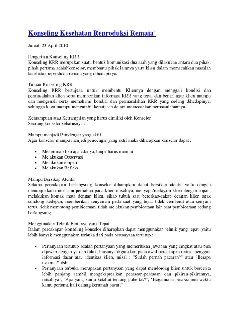 Pertanyaan Kespro Remaja | PDF