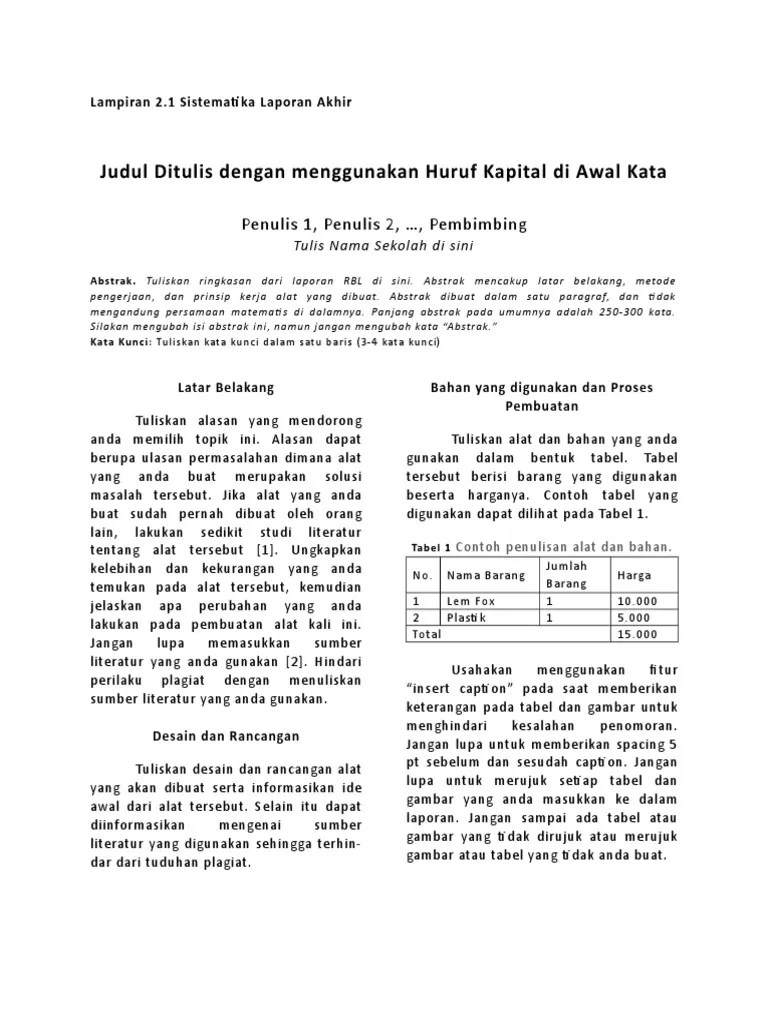 1) masukkan bahan ke dalam gelas blender. Format Laporan Akhir