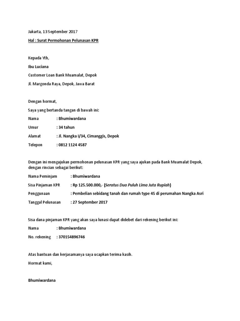Permohonan pelunasan contoh surat pelunasan hutang bank pelunasan kpr sebelum jatuh tempo dan pengurusan roya hannah daily blogs. Contoh Surat Permohonan Pelunasan Hutang Kpr Pdf