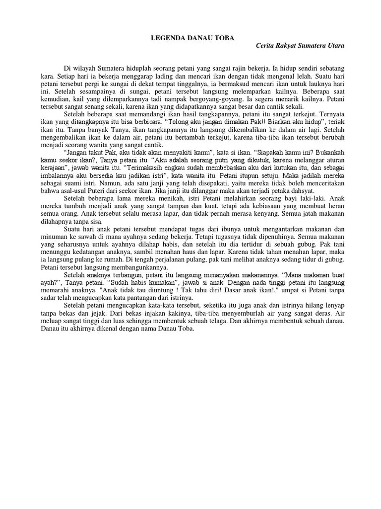 Legenda danau toba dan pulau samosir. Cerita Rakyat Danau Toba B Jawa Danau Indah