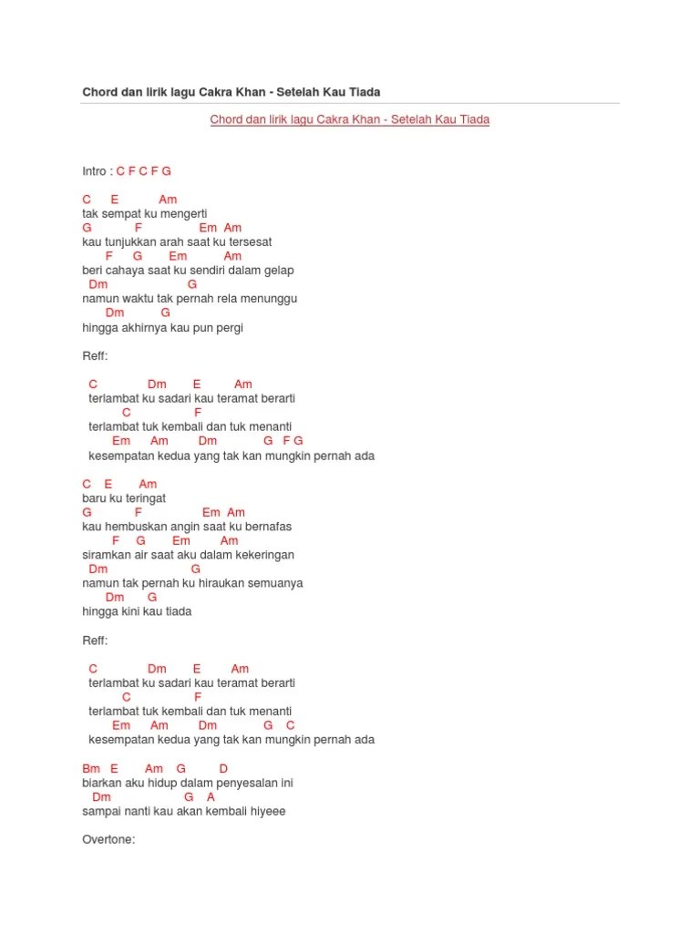 Masukkan nama lagu ke kotak pencarian untuk download musik yang anda inginkan. Chord Dan Lirik Lagu Cakra Khan Pdf