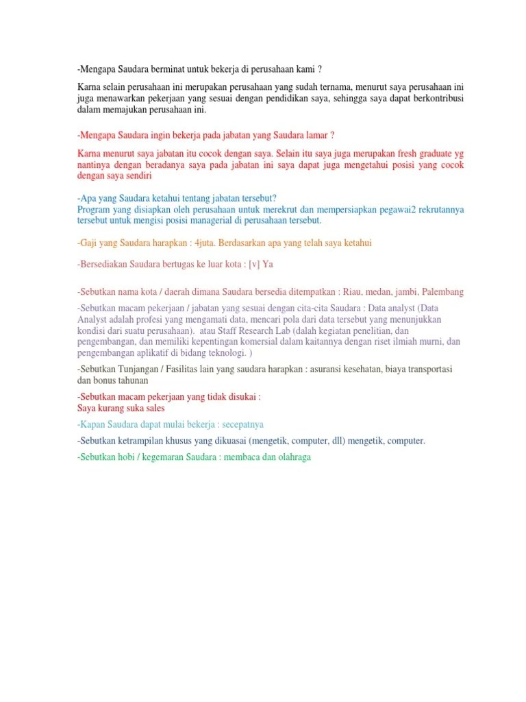 Mengapa Saudara Ingin Bekerja Di Perusahaan Kami - Kumpulan Kerjaan