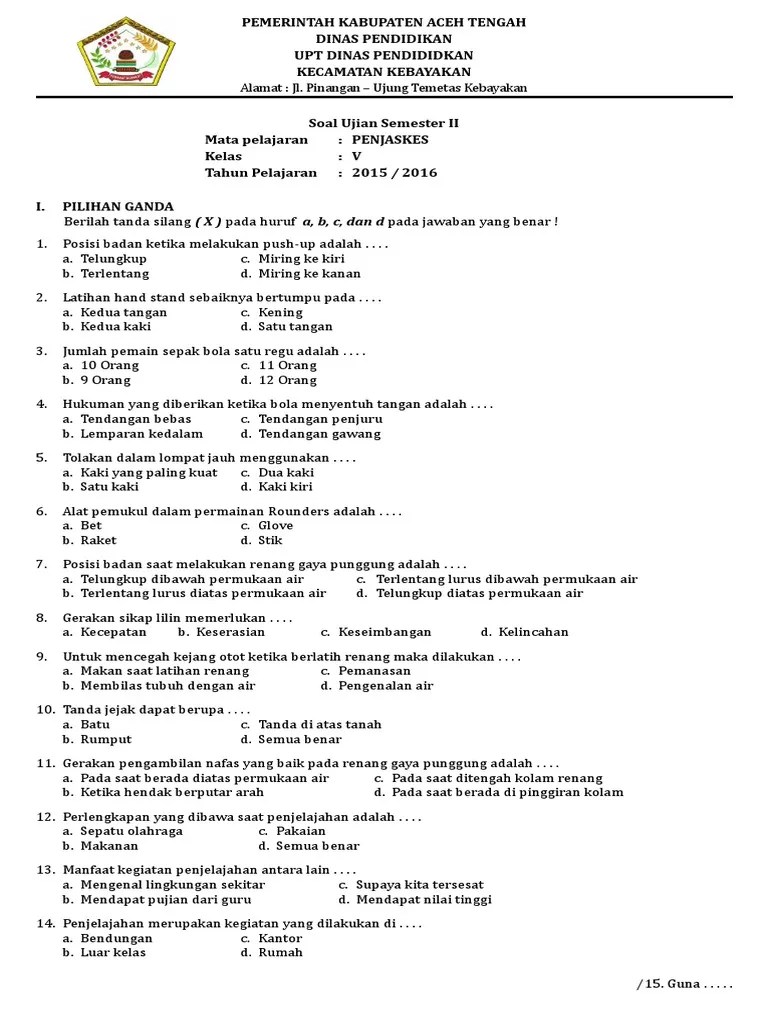 Soal Objektif Beserta Jawaban Tentang Renang