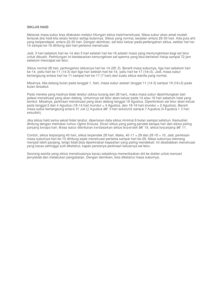 Cara Menghitung Masa Subur