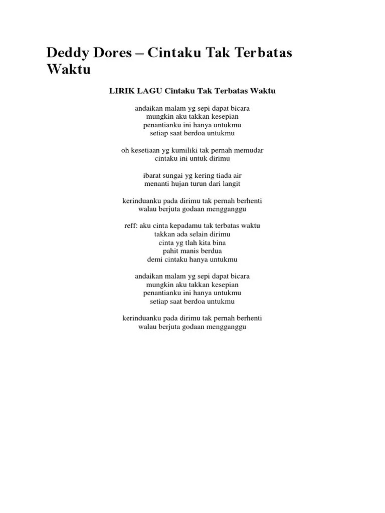 Lagu Anie Carera Cintaku Tak Terbatas Waktu Lirik