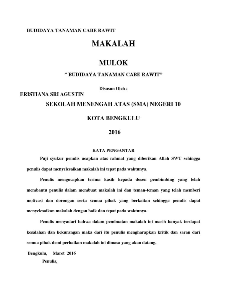 Sedangkan pemakaian di pedesaan terbanyak adalah cabai rawit, kemudian cabai merah dan hijau. Proposal Tanaman Cabe Siti Rismaya Pdf