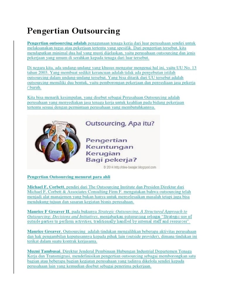 pengertian Outsourcing | PDF