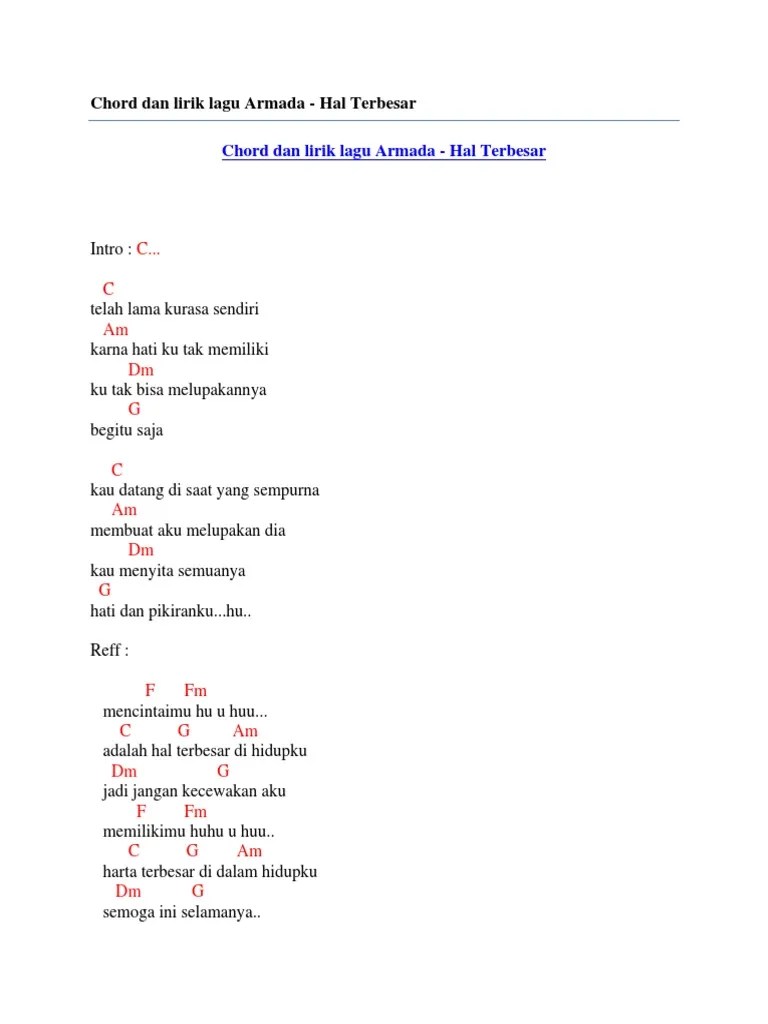 Chord Dan Lirik Lagu Armada - Hal Terbesar | PDF