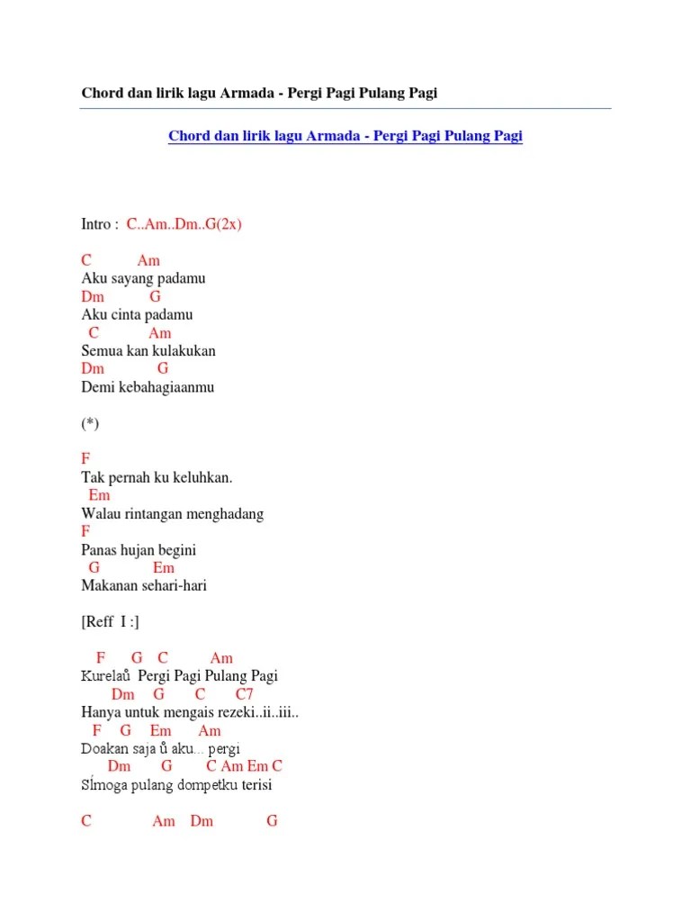 (chord asli) tuning standar intro a f#m bm e 2x Chord Dan Lirik Lagu Armada Pergi Pagi Pulang Pagi Pdf