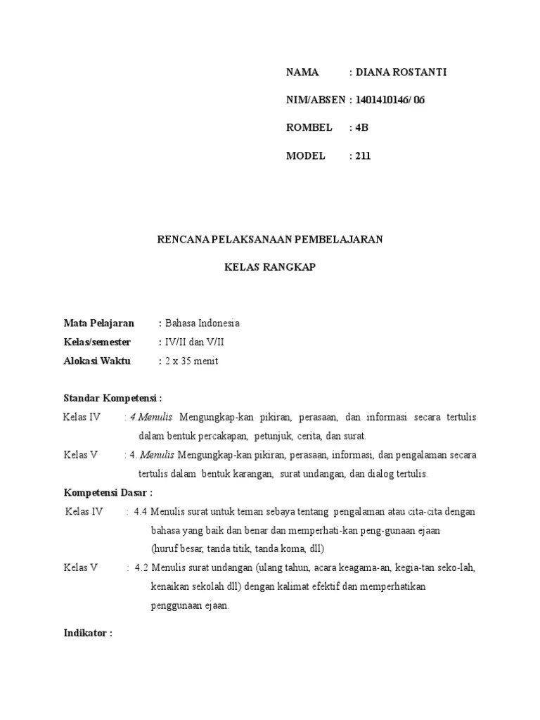 Rpp Pembelajaran Kelas Rangkap Model 211 Kelas 3 Dan 4 - Cara Mengajarku