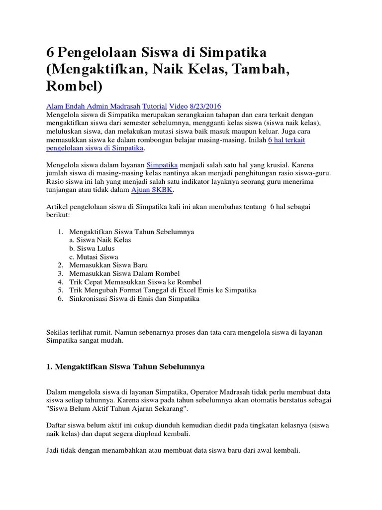 6 Pengelolaan Siswa Di Simpatika | PDF
