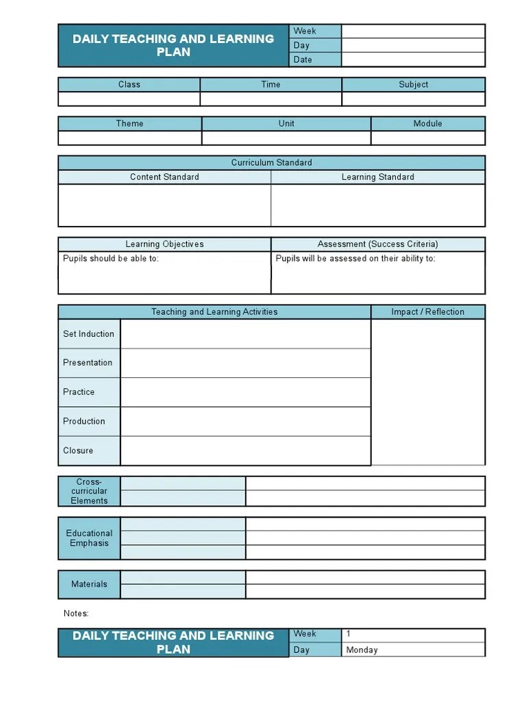 daily lesson plan template unit 1 curriculum lesson plan