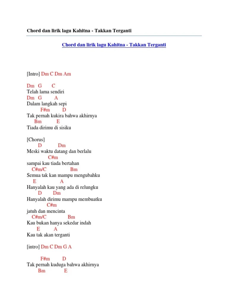 Chord Dan Lirik Lagu Kahitna - Takkan Terganti | PDF