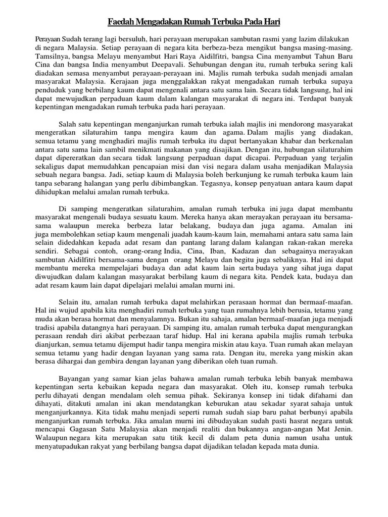 Baca versi flipbook dari buku teks digital bm tahun 4 sjk. Faedah Mengadakan Rumah Terbuka Pada Hari Pdf