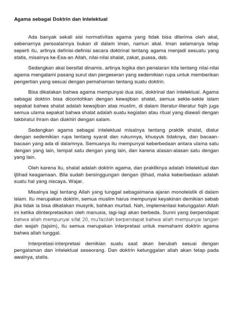 Agama Sebagai Doktrin Dan Intelektual | PDF