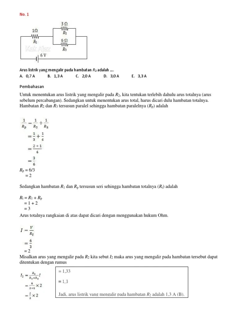 Arus Listrik Yang Mengalir Pada Hambatan | PDF