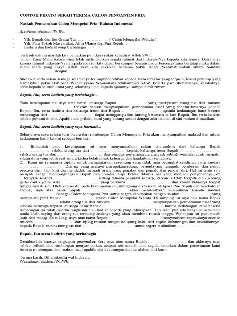 Pantun pembuka acara resepsi pernikahan. Contoh Pidato Serah Terima Calon Pengantin Pria Pdf