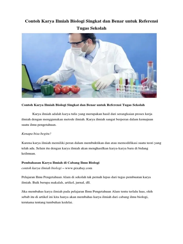 Mereka menyimpulkan bahwa setiap mahluk hidup tersusun atas sel. Contoh Karya Ilmiah Biologi Singkat Dan Benar Untuk Referensi Tugas Sekolah