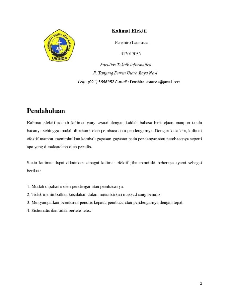 Essay Kalimat Efektif – Tulisan