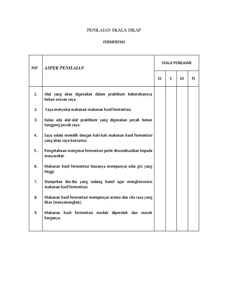 Contoh Penilaian Skala Sikap | PDF