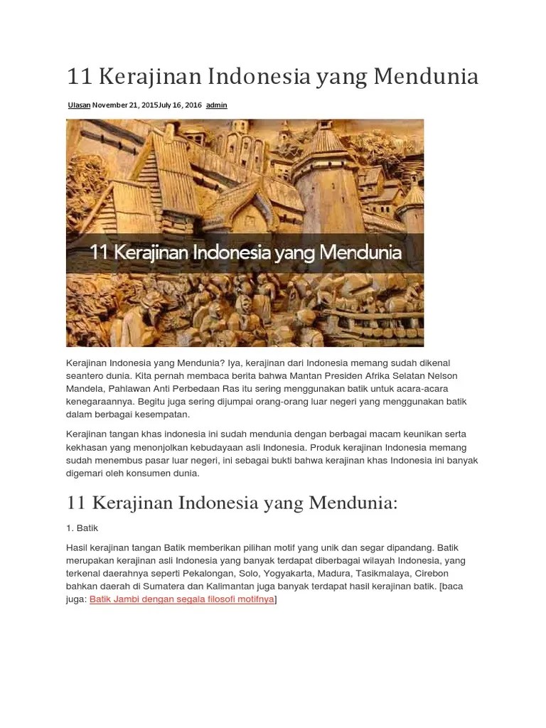 Kerajinan gerabah indonesia sudah dikenal di dunia. 11 Kerajinan Indonesia Yang Mendunia