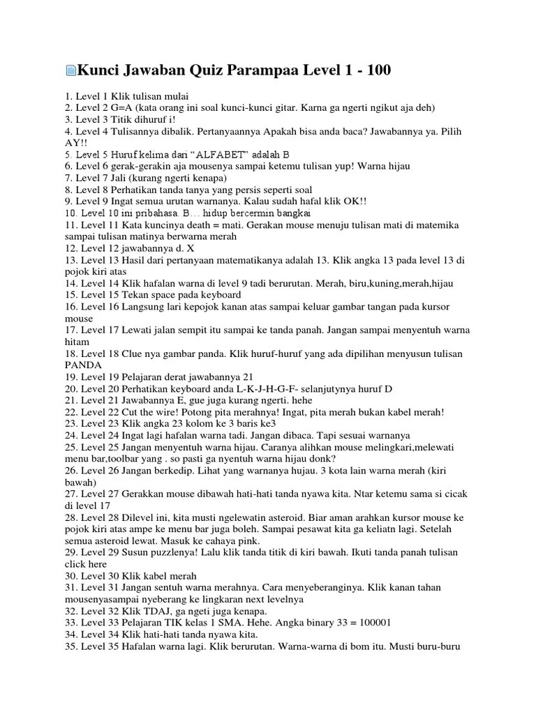Kunci Jawaban Quiz Parampaa 2 Lengkap