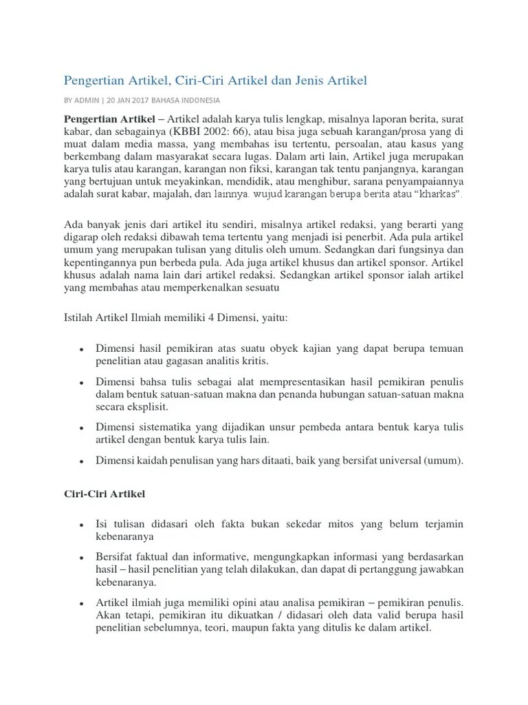Pengertian Artikel | PDF